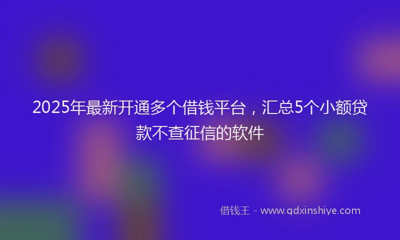 2025年最新开通多个借钱平台，汇总5个小额贷款不查征信的软件