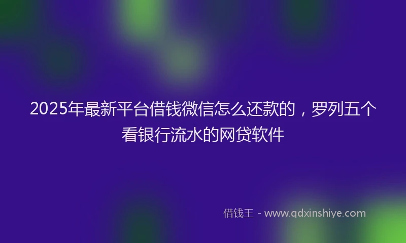 2025年最新平台借钱微信怎么还款的，罗列五个看银行流水的网贷软件