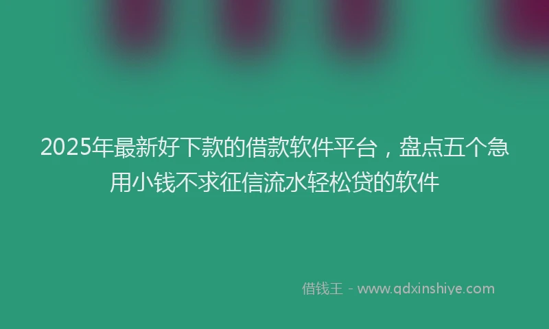 2025年最新好下款的借款软件平台，盘点五个急用小钱不求征信流水轻松贷的软件