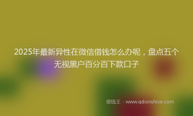 2025年最新异性在微信借钱怎么办呢，盘点五个无视黑户百分百下款口子