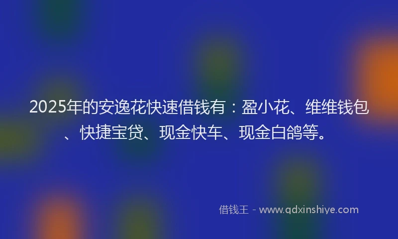 2025年的安逸花快速借钱有：盈小花、维维钱包、快捷宝贷、现金快车、现金白鸽等。