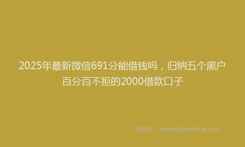 2025年最新微信691分能借钱吗，归纳五个黑户百分百不拒的2000借款口子