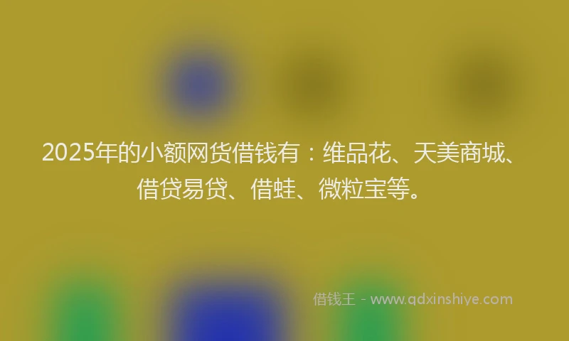 2025年的小额网货借钱有：维品花、天美商城、借贷易贷、借蛙、微粒宝等。