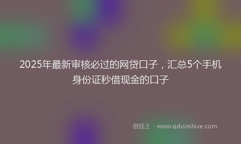 2025年最新审核必过的网贷口子，汇总5个手机身份证秒借现金的口子