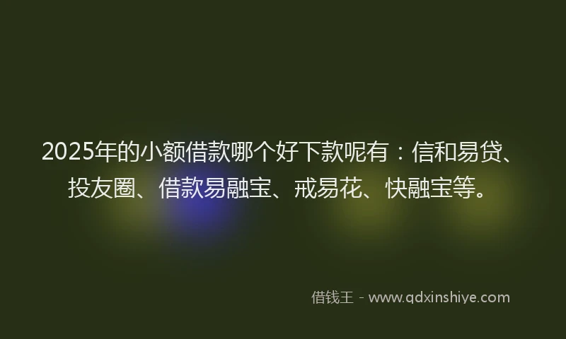 2025年的小额借款哪个好下款呢有：信和易贷、投友圈、借款易融宝、戒易花、快融宝等。