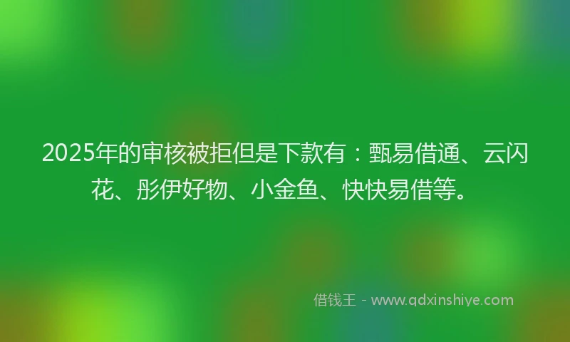 2025年的审核被拒但是下款有：甄易借通、云闪花、彤伊好物、小金鱼、快快易借等。