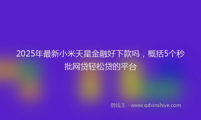 2025年最新小米天星金融好下款吗，概括5个秒批网贷轻松贷的平台