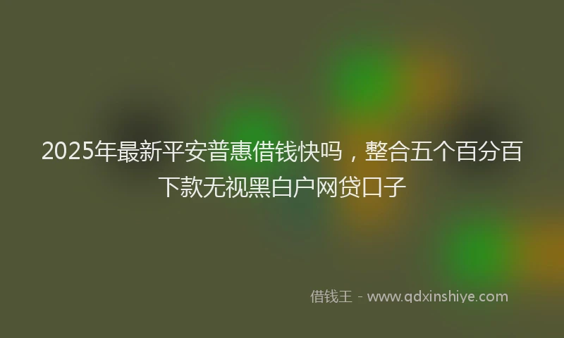 2025年最新平安普惠借钱快吗，整合五个百分百下款无视黑白户网贷口子