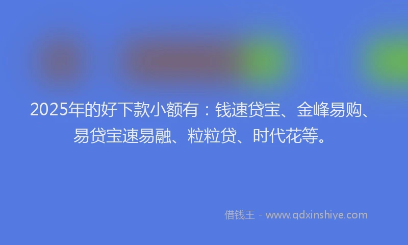 2025年的好下款小额有：钱速贷宝、金峰易购、易贷宝速易融、粒粒贷、时代花等。