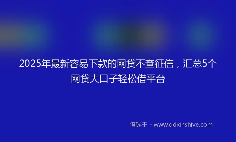2025年最新容易下款的网贷不查征信，汇总5个网贷大口子轻松借平台