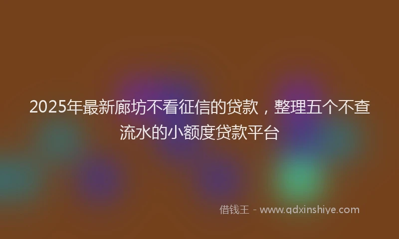 2025年最新廊坊不看征信的贷款，整理五个不查流水的小额度贷款平台