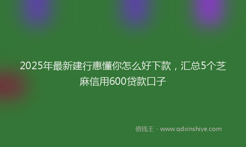 2025年最新建行惠懂你怎么好下款，汇总5个芝麻信用600贷款口子