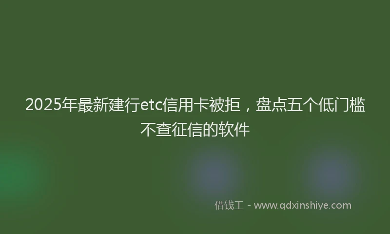 2025年最新建行etc信用卡被拒，盘点五个低门槛不查征信的软件