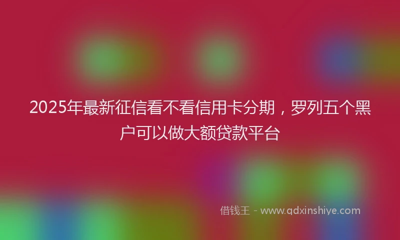 2025年最新征信看不看信用卡分期，罗列五个黑户可以做大额贷款平台