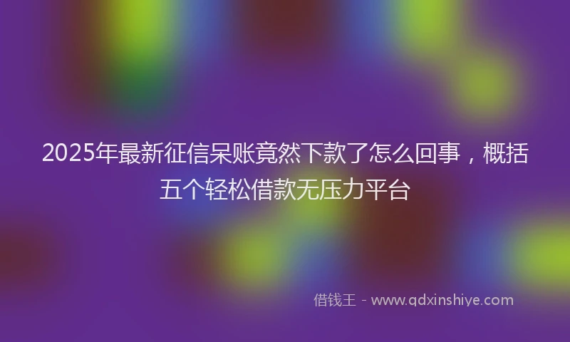 2025年最新征信呆账竟然下款了怎么回事，概括五个轻松借款无压力平台