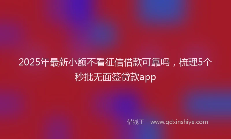 2025年最新小额不看征信借款可靠吗，梳理5个秒批无面签贷款app