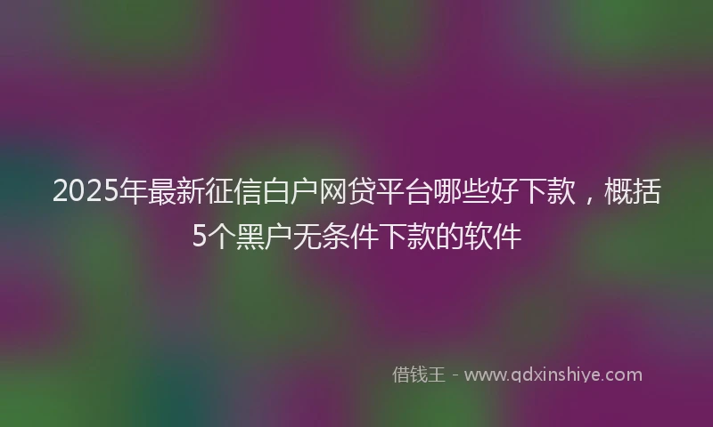 2025年最新征信白户网贷平台哪些好下款，概括5个黑户无条件下款的软件