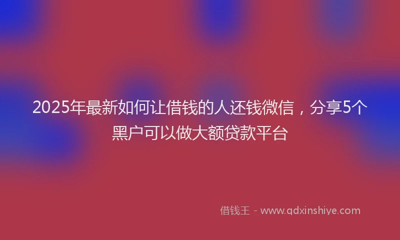 2025年最新如何让借钱的人还钱微信，分享5个黑户可以做大额贷款平台