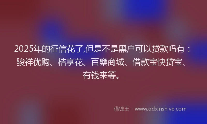 2025年的征信花了,但是不是黑户可以贷款吗有：骏祥优购、桔享花、百樂商城、借款宝快贷宝、有钱来等。