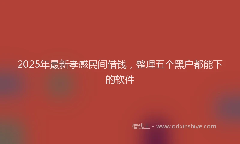 2025年最新孝感民间借钱，整理五个黑户都能下的软件