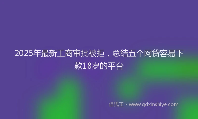 2025年最新工商审批被拒，总结五个网贷容易下款18岁的平台