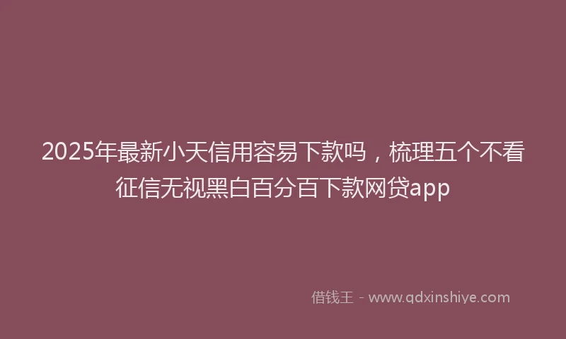 2025年最新小天信用容易下款吗，梳理五个不看征信无视黑白百分百下款网贷app