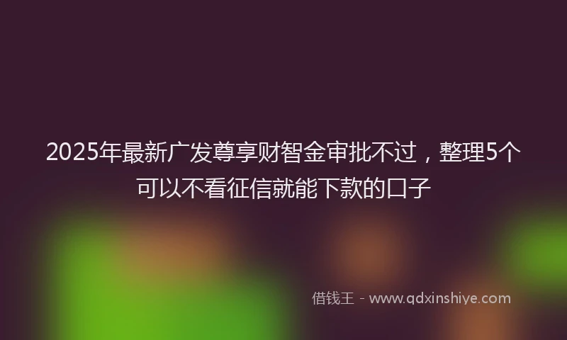 2025年最新广发尊享财智金审批不过，整理5个可以不看征信就能下款的口子