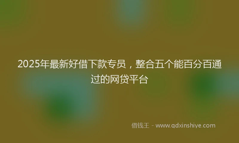 2025年最新好借下款专员，整合五个能百分百通过的网贷平台