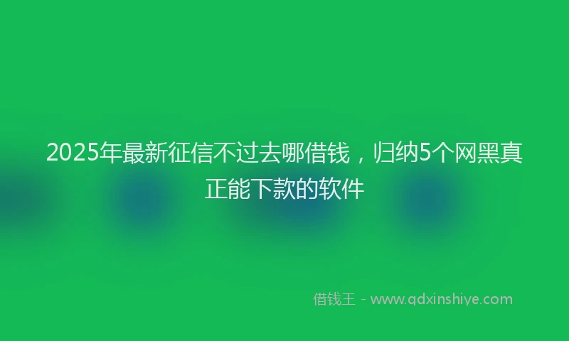 2025年最新征信不过去哪借钱，归纳5个网黑真正能下款的软件