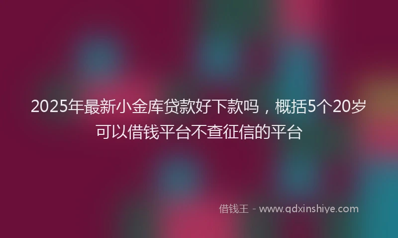 2025年最新小金库贷款好下款吗，概括5个20岁可以借钱平台不查征信的平台