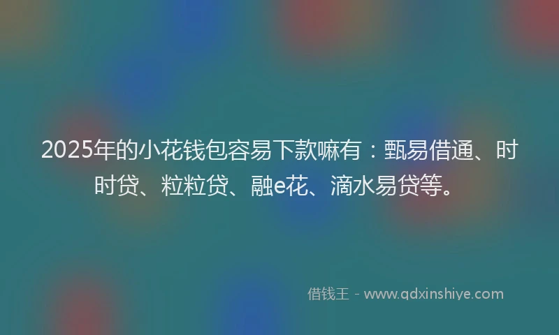 2025年的小花钱包容易下款嘛有：甄易借通、时时贷、粒粒贷、融e花、滴水易贷等。