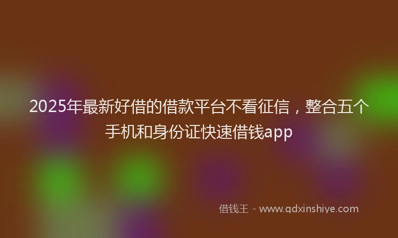2025年最新好借的借款平台不看征信，整合五个手机和身份证快速借钱app