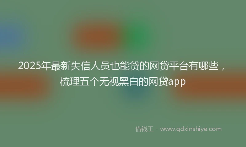 2025年最新失信人员也能贷的网贷平台有哪些，梳理五个无视黑白的网贷app