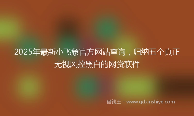 2025年最新小飞象官方网站查询，归纳五个真正无视风控黑白的网贷软件