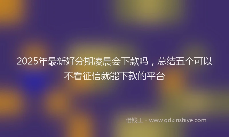 2025年最新好分期凌晨会下款吗，总结五个可以不看征信就能下款的平台