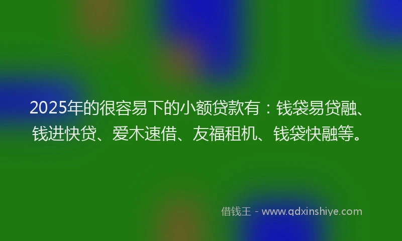 2025年的很容易下的小额贷款有：钱袋易贷融、钱进快贷、爱木速借、友福租机、钱袋快融等。