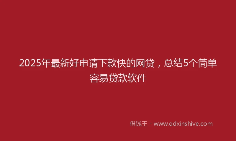 2025年最新好申请下款快的网贷，总结5个简单容易贷款软件