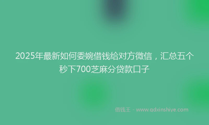 2025年最新如何委婉借钱给对方微信，汇总五个秒下700芝麻分贷款口子