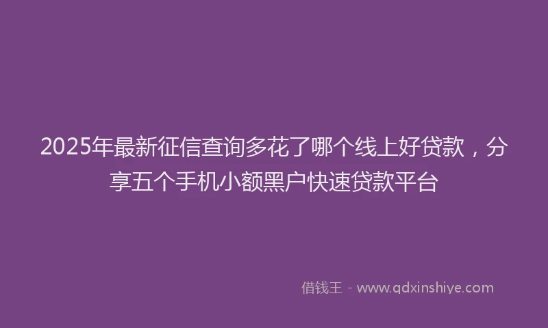 2025年最新征信查询多花了哪个线上好贷款，分享五个手机小额黑户快速贷款平台