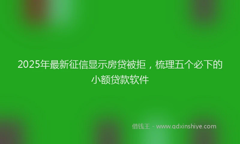 2025年最新征信显示房贷被拒，梳理五个必下的小额贷款软件