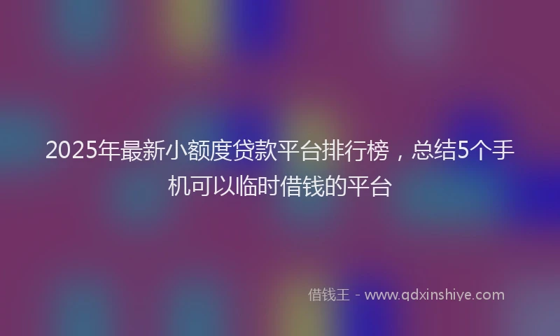 2025年最新小额度贷款平台排行榜，总结5个手机可以临时借钱的平台