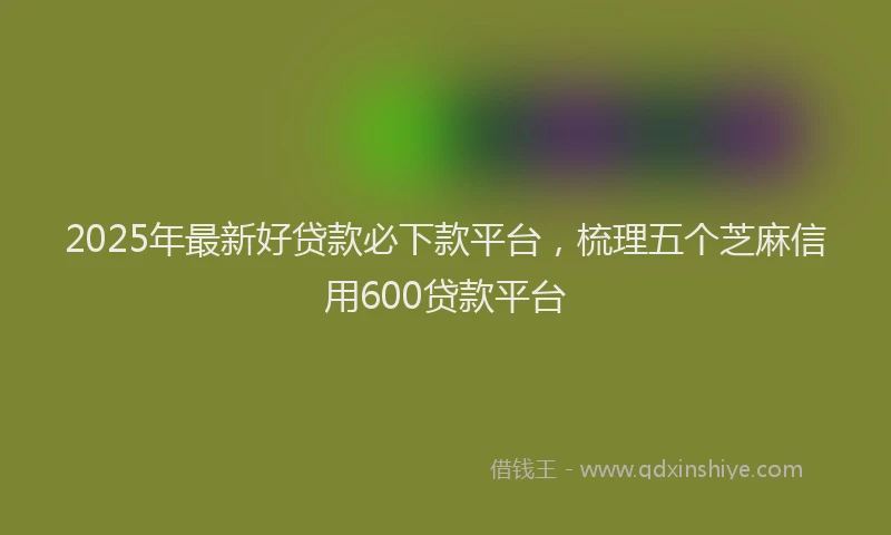 2025年最新好贷款必下款平台，梳理五个芝麻信用600贷款平台
