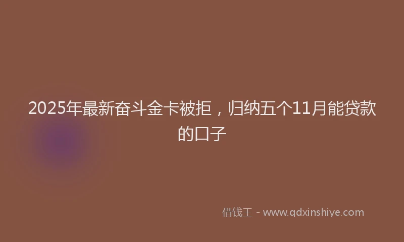 2025年最新奋斗金卡被拒，归纳五个11月能贷款的口子