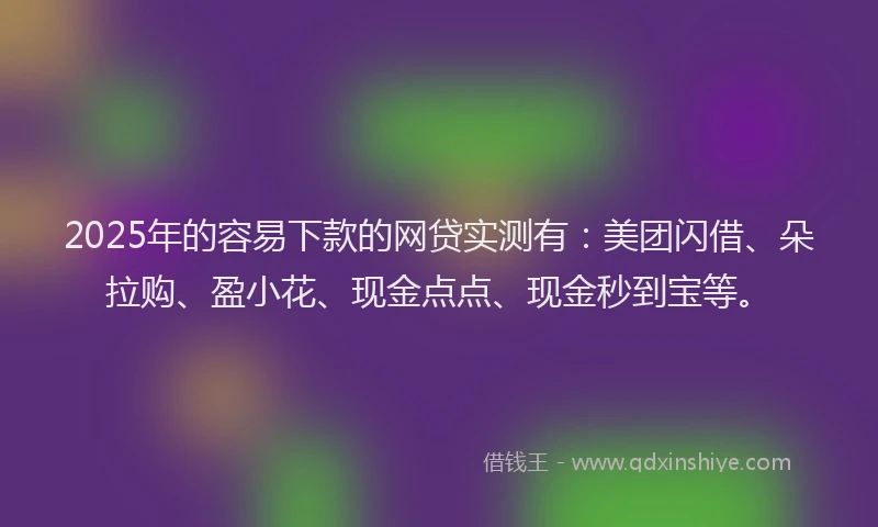 2025年的容易下款的网贷实测有：美团闪借、朵拉购、盈小花、现金点点、现金秒到宝等。