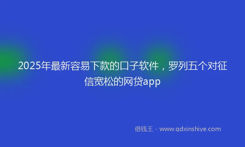 2025年最新容易下款的口子软件，罗列五个对征信宽松的网贷app