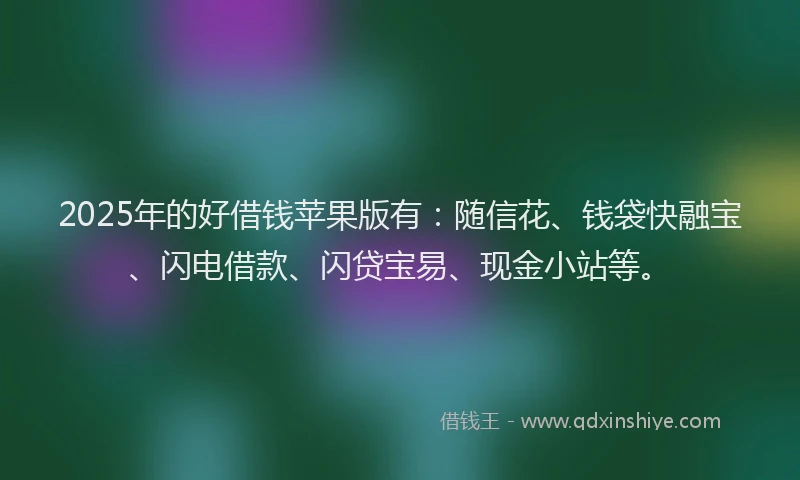2025年的好借钱苹果版有：随信花、钱袋快融宝、闪电借款、闪贷宝易、现金小站等。