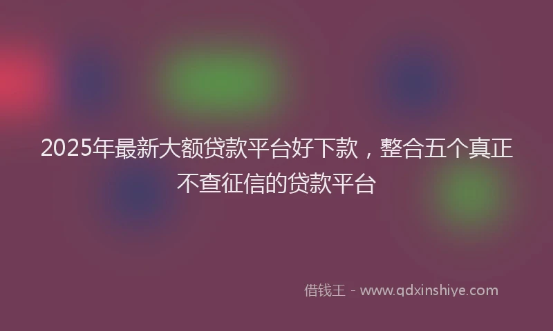 2025年最新大额贷款平台好下款，整合五个真正不查征信的贷款平台