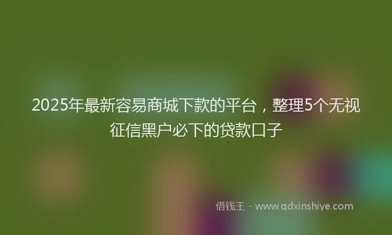 2025年最新容易商城下款的平台，整理5个无视征信黑户必下的贷款口子