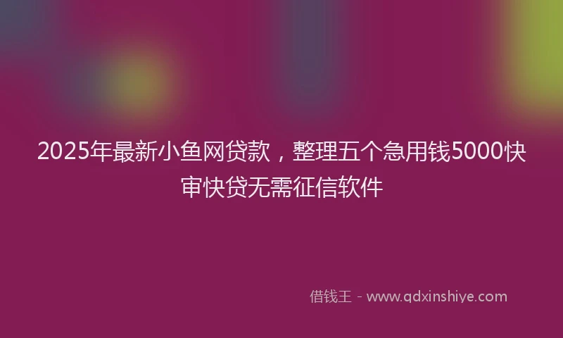2025年最新小鱼网贷款，整理五个急用钱5000快审快贷无需征信软件