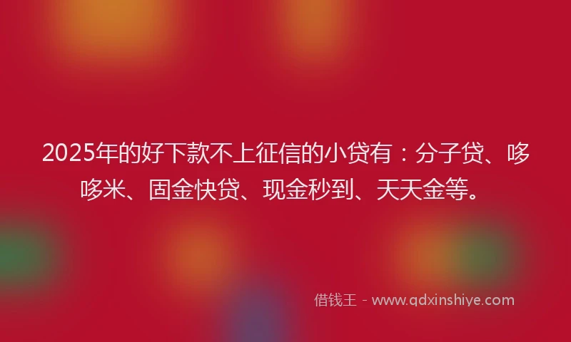 2025年的好下款不上征信的小贷有：分子贷、哆哆米、固金快贷、现金秒到、天天金等。